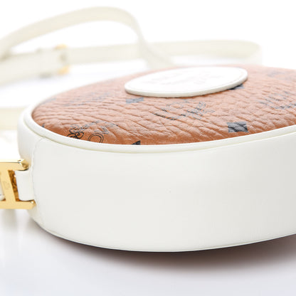 MCM Visetos Small Tambourine Crossbody Cognac Off White 6 of 7