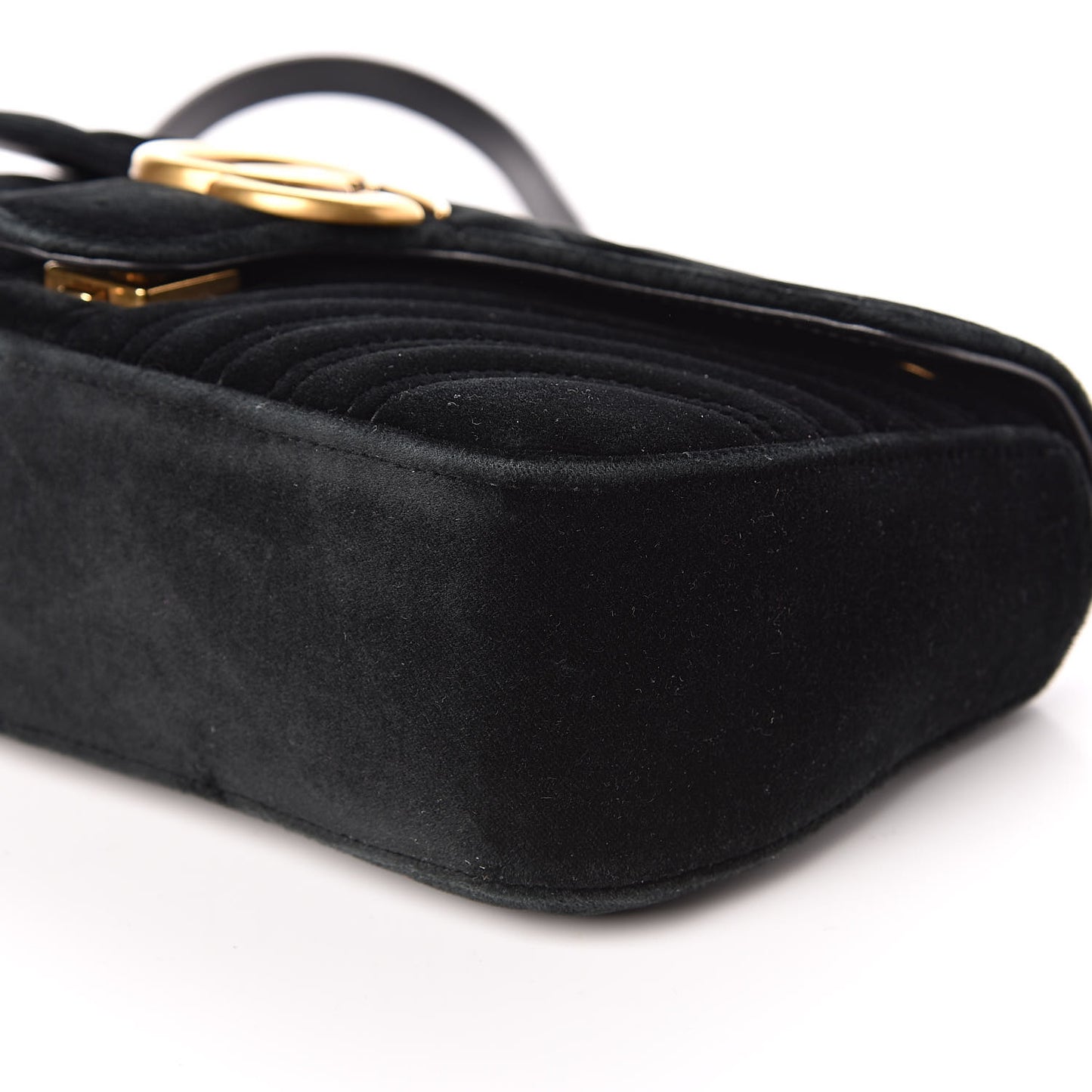 Velvet Matelasse Small GG Marmont Shoulder Bag Black