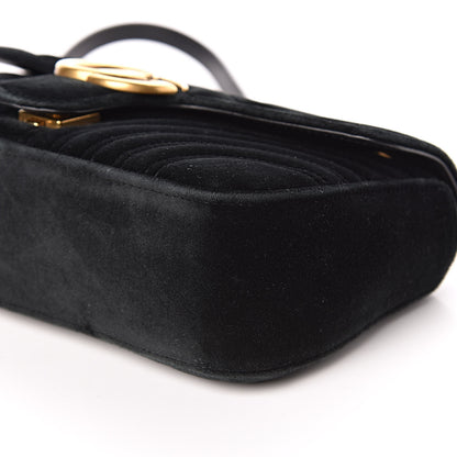 Gucci Velvet Matelasse Small GG Marmont Shoulder Bag Black 10 of 11
