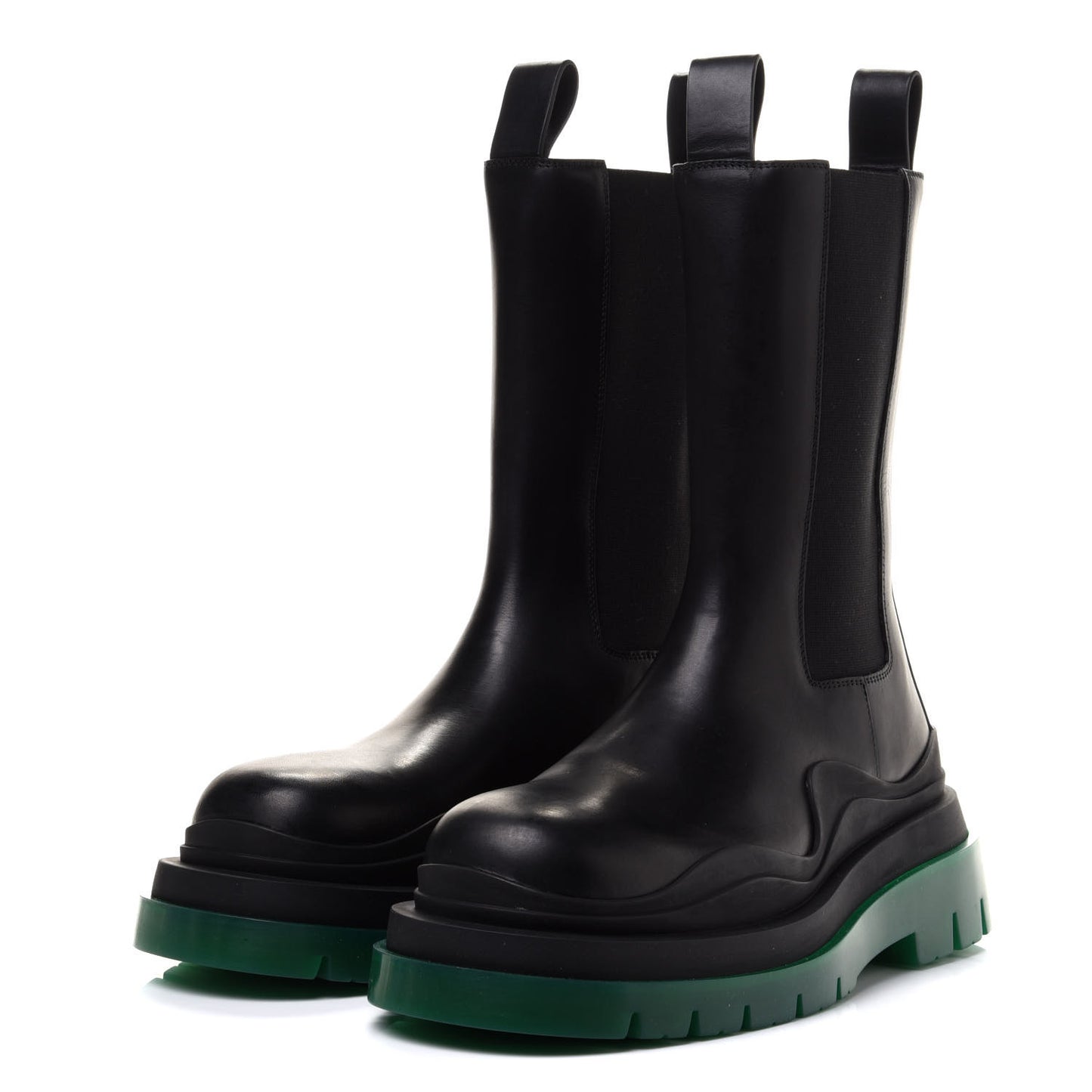 Calfskin The Tire Chelsea Boots 40 Black Green