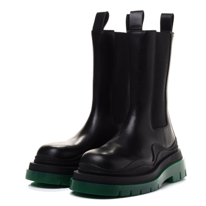 Bottega Veneta Calfskin The Tire Chelsea Boots 40 Black Green 3 of 9