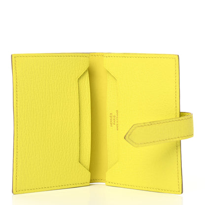 Hermes Chevre Mysore Bearn Card Holder Wallet Lime 5 of 9