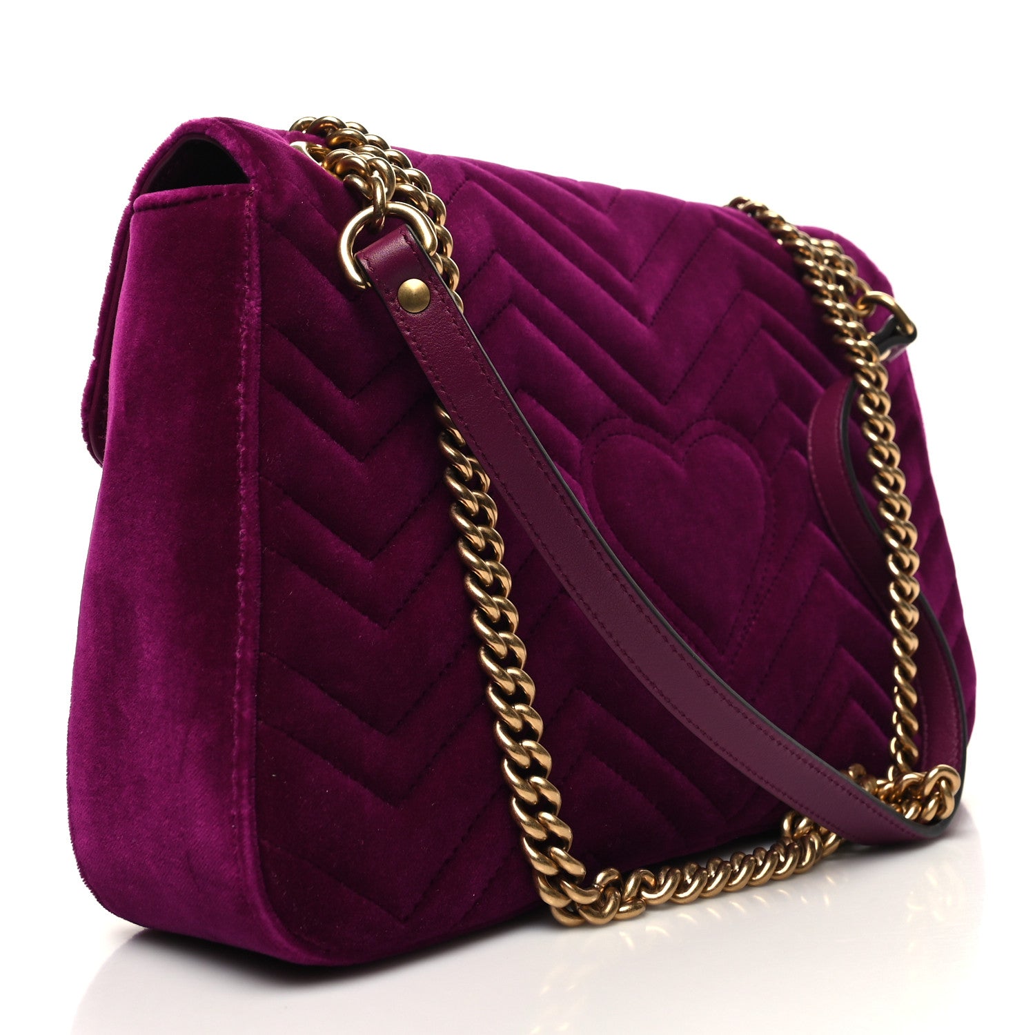Gucci Velvet Matelasse Medium GG Marmont Shoulder Bag Fuchsia Violet Cyclamen 3 of 10