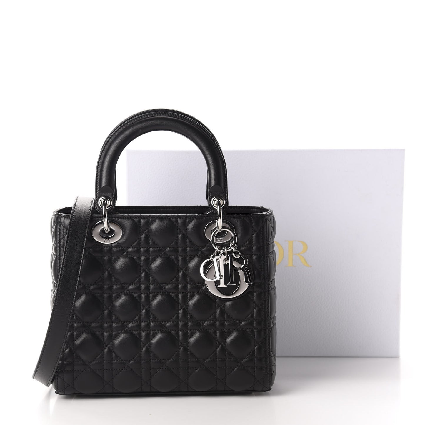 Lambskin Cannage Medium Lady Dior Black
