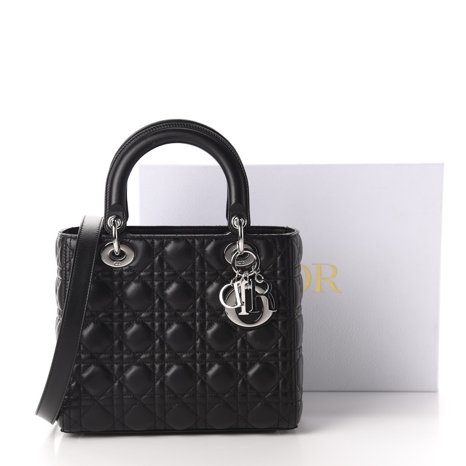 Christian Dior Lambskin Cannage Medium Lady Dior Black 12 of 12