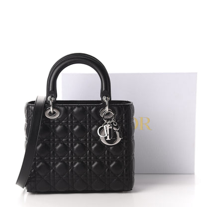 Christian Dior Lambskin Cannage Medium Lady Dior Black 12 of 12