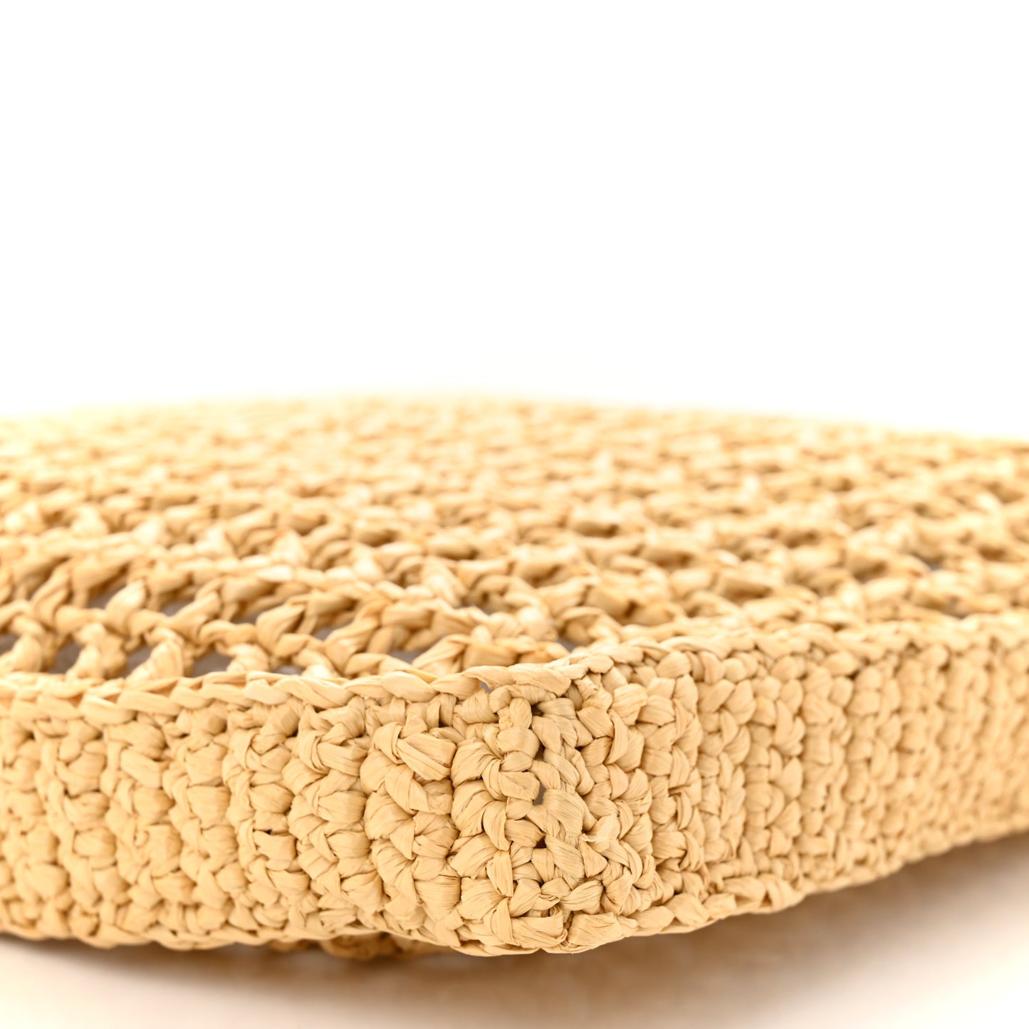 Yarn Raffia Effect Crochet Logo Embroidered Tote Bag Naturale