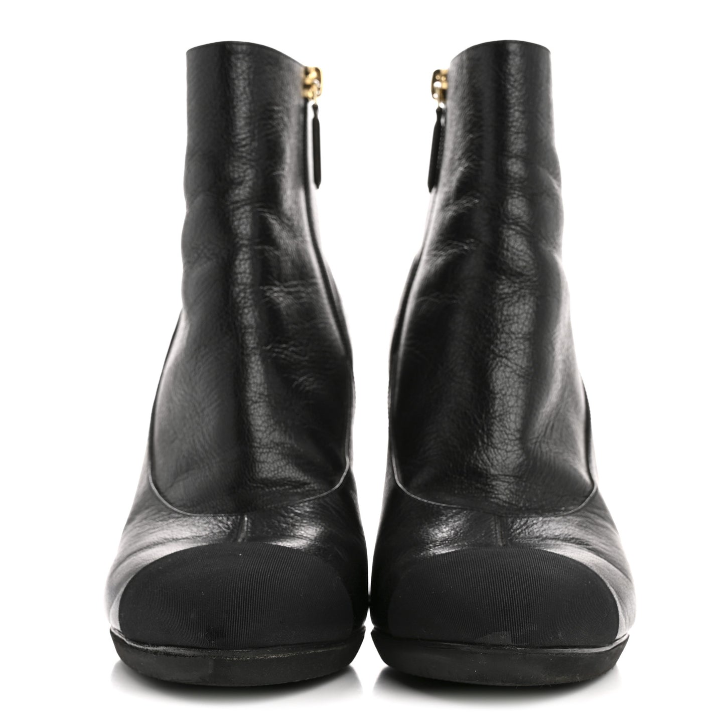 Calfskin CC Cap Toe Booties 39 Black