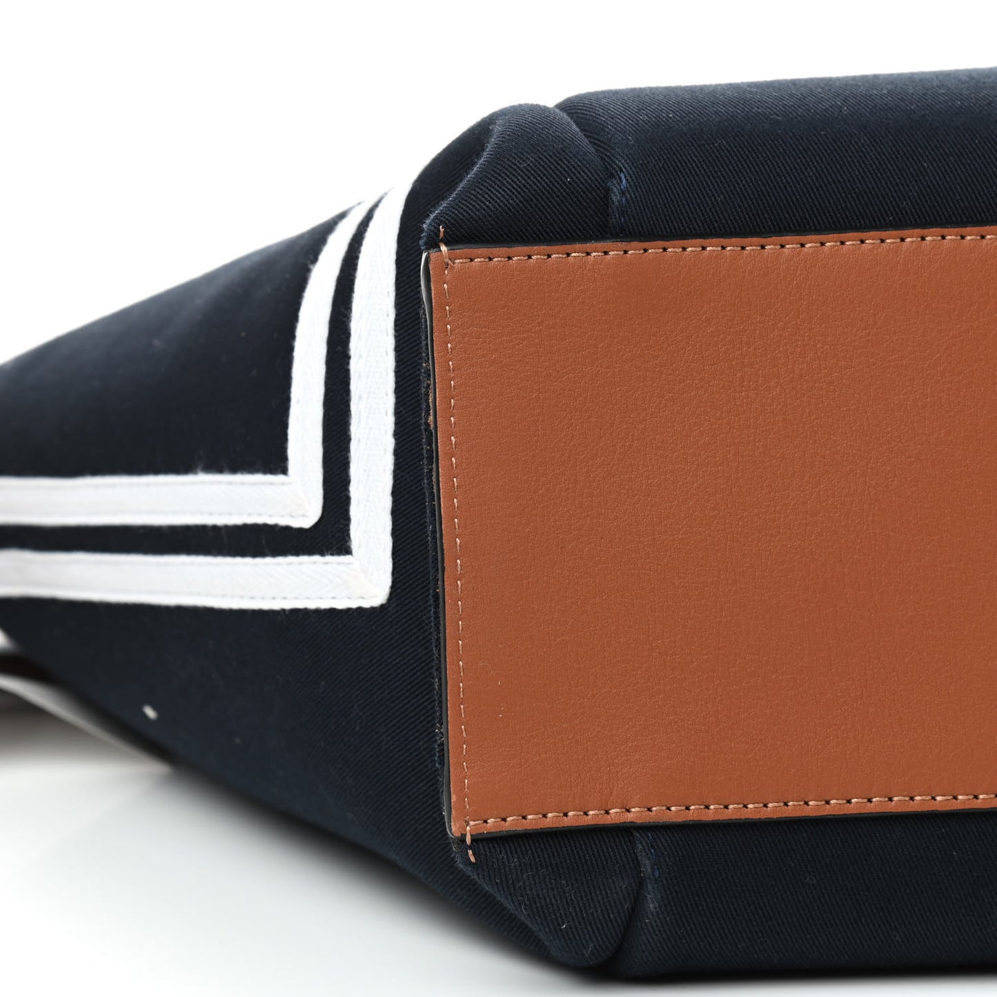 Canvas Calfskin Flamenco Knot Tote Deep Blue Soft White