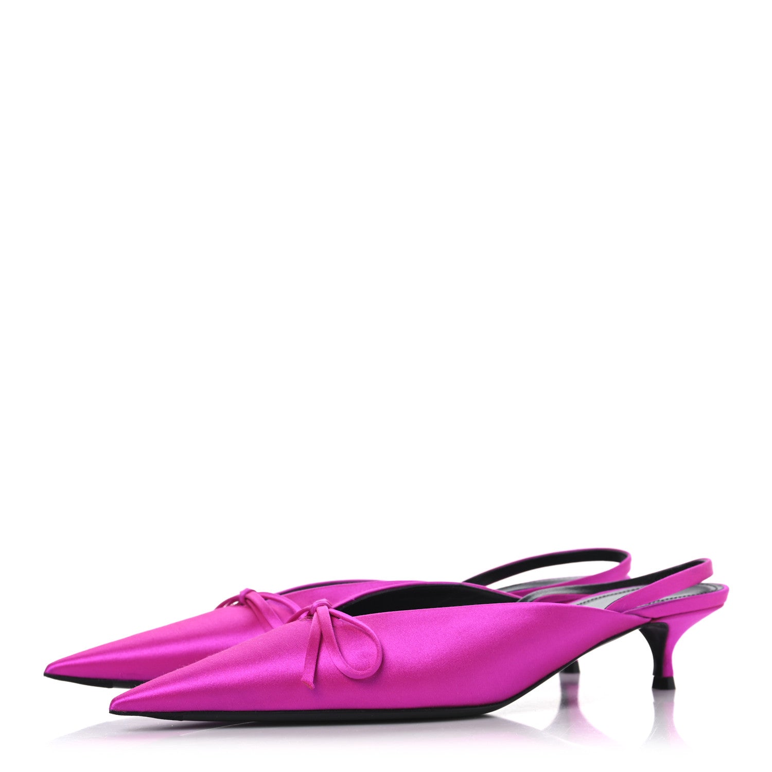 Balenciaga Satin Pointed Toe Knife Slingback 40mm Mules 38 Rose Fuchsia 4 of 9