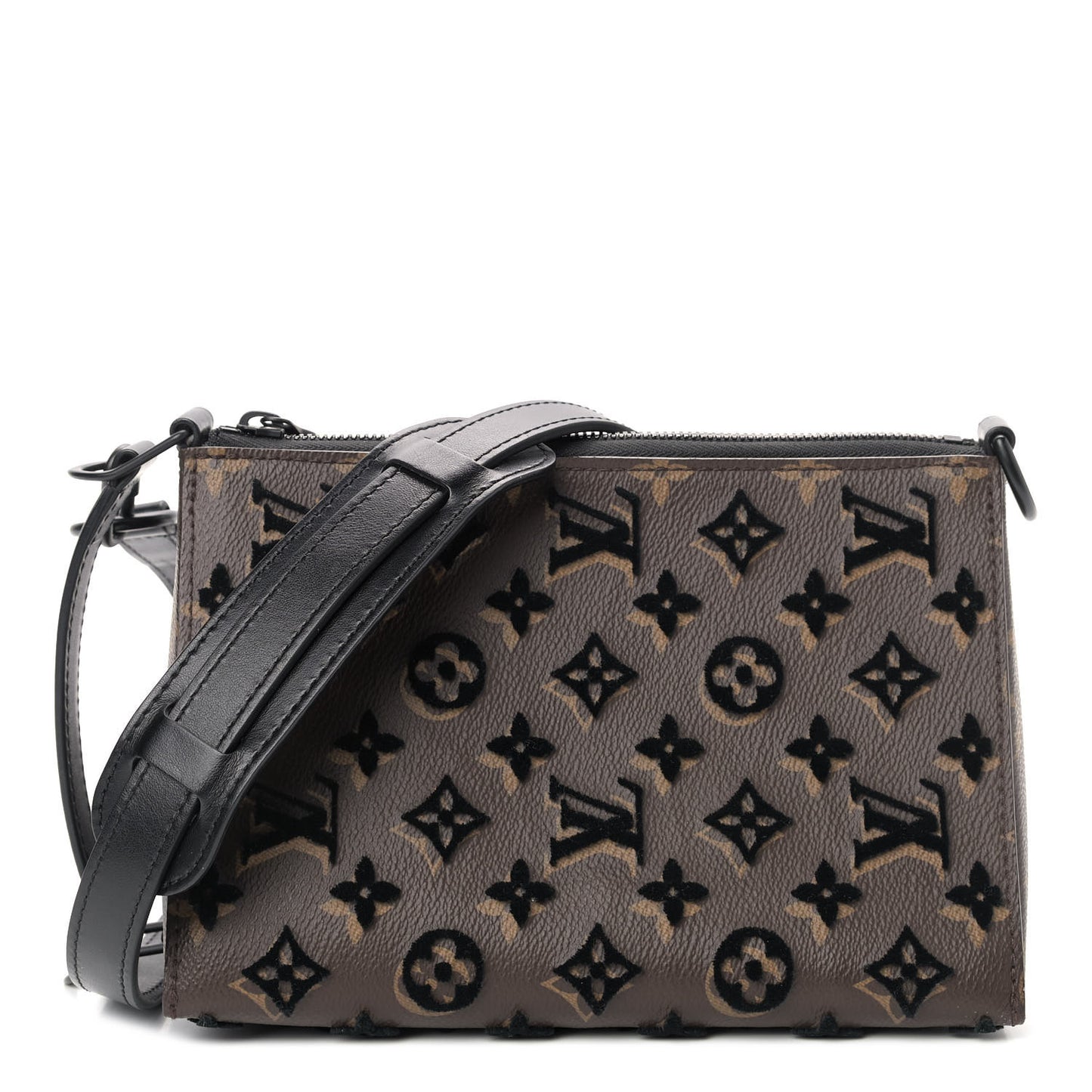 Monogram Tuffetage Triangle Messenger Black