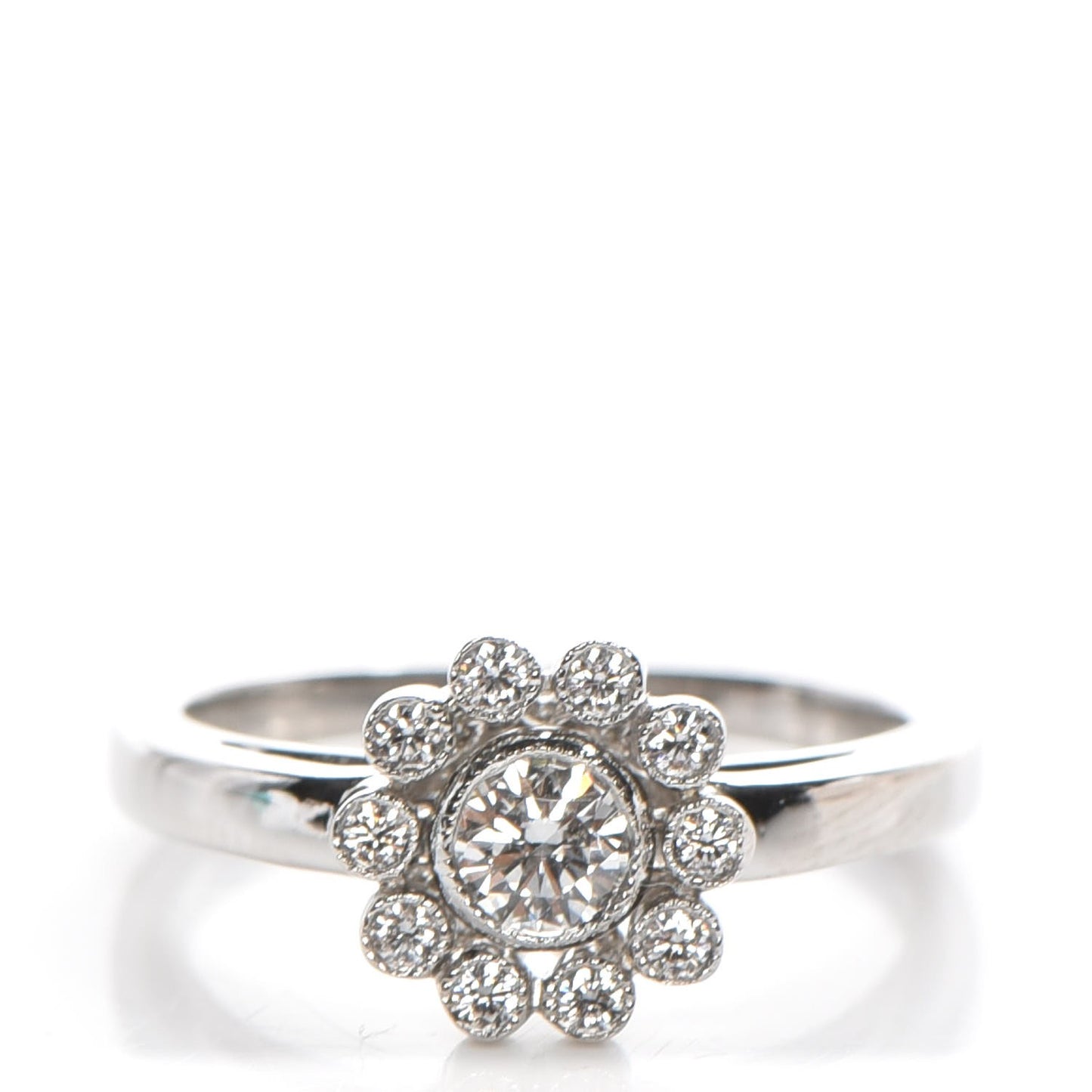 Platinum Diamond Flower Ring 4.5