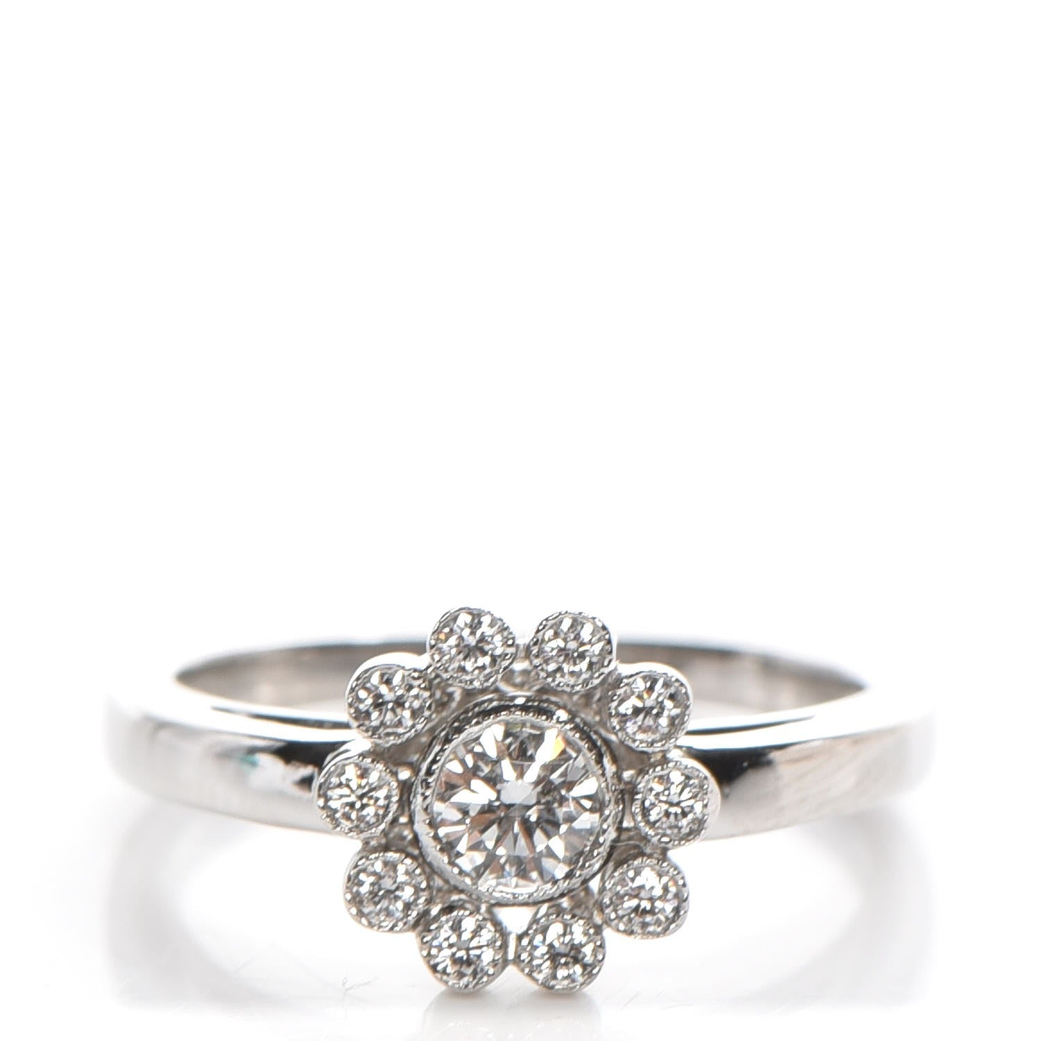 Tiffany Platinum Diamond Flower Ring 4.5 1 of 5