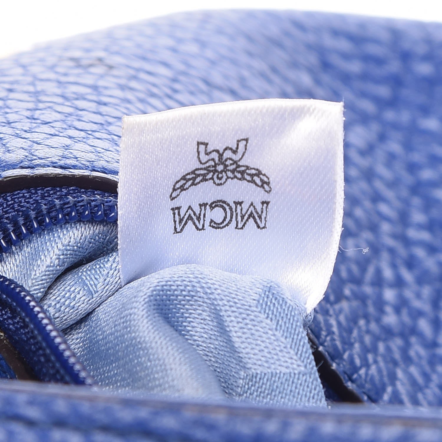 MCM Calfskin Studded Shoulder Bag Blue 7 of 16