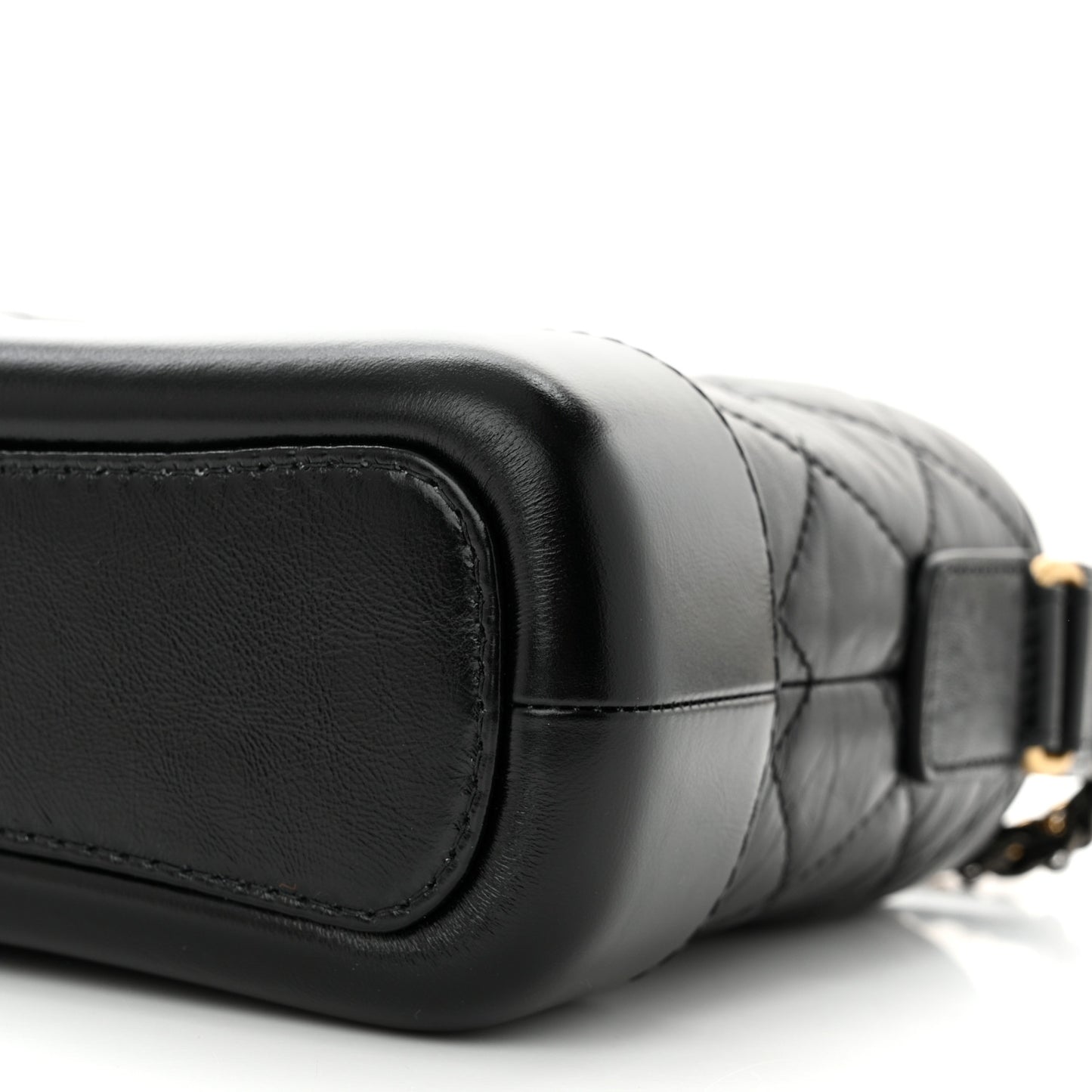 Aged Calfskin Quilted Small Gabrielle Hobo Black