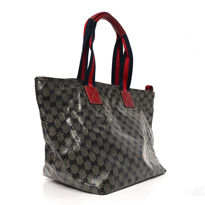 Gucci Crystal Monogram Large Web Handle Bucket Tote Red 3 of 12