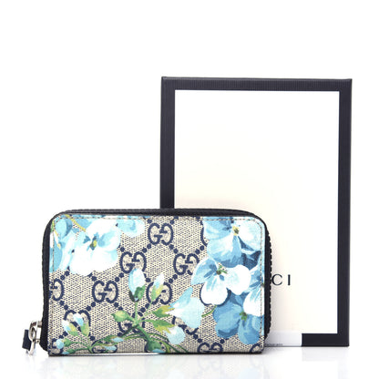 Gucci GG Supreme Monogram Blooms Zip Around Card Case Wallet Beige Blue Navy 7 of 7