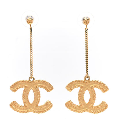 Chanel CC Drop Earrings Matte Gold 1 of 4