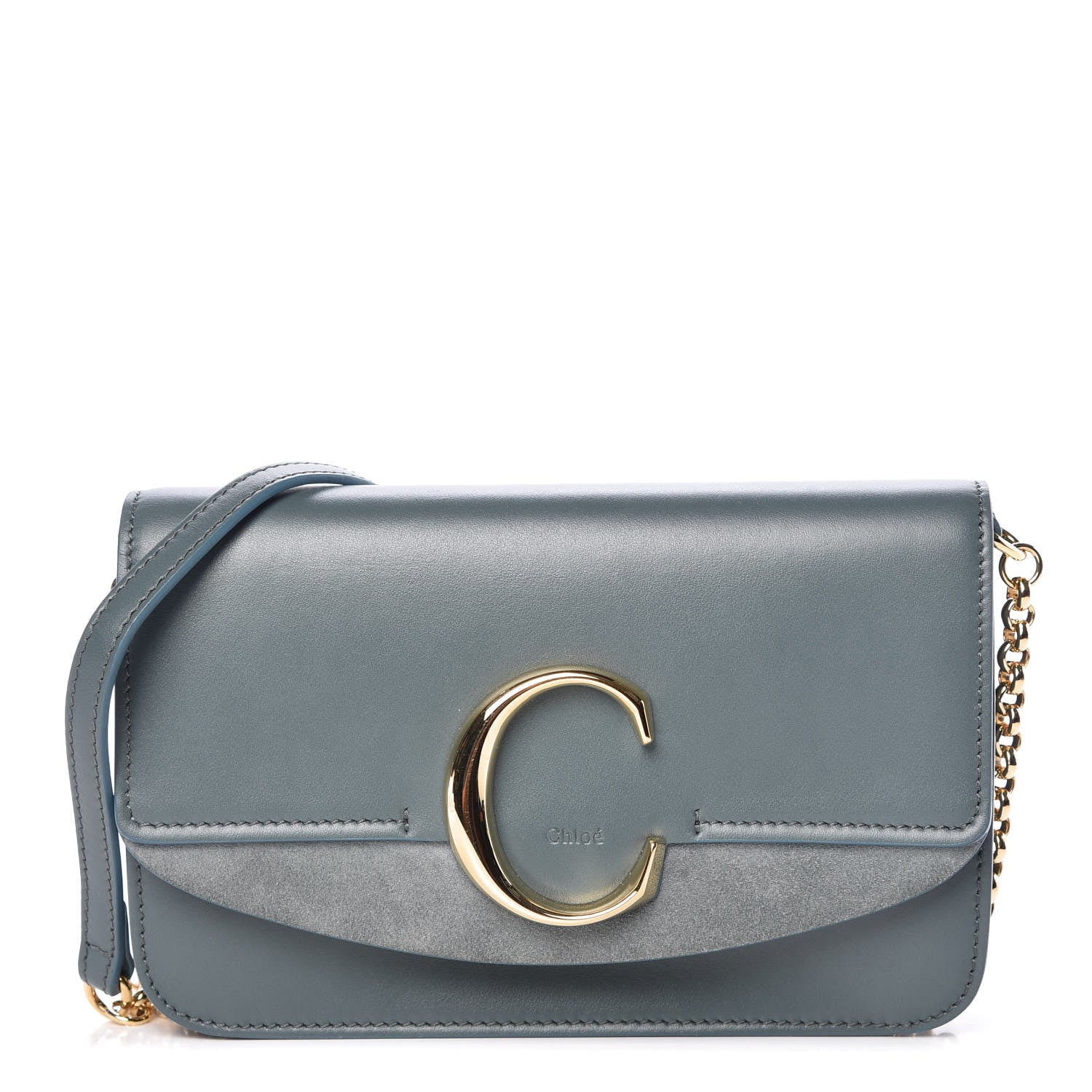 Chloe Calfskin Suede C Clutch With Chain Cloudy Blue 1 of 9