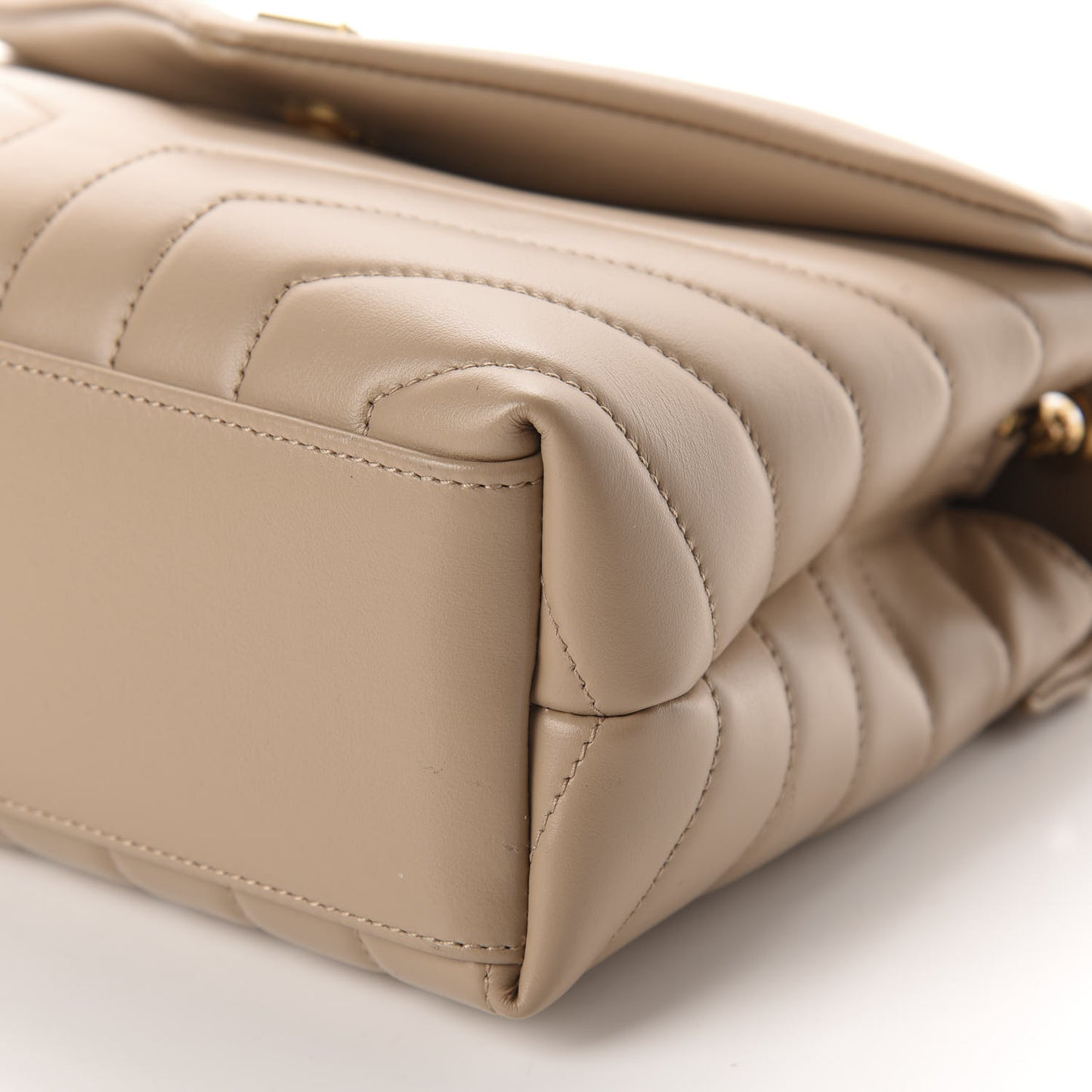 Calfskin Y Quilted Monogram Small Loulou Chain Satchel Dark Beige