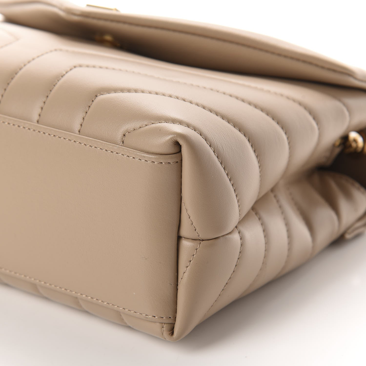 Saint Laurent Calfskin Y Quilted Monogram Small Loulou Chain Satchel Dark Beige 6 of 10