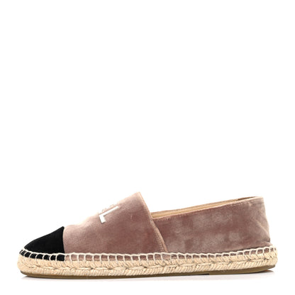 Chanel Velvet Logo Espadrilles 37 Beige Black 1 of 12