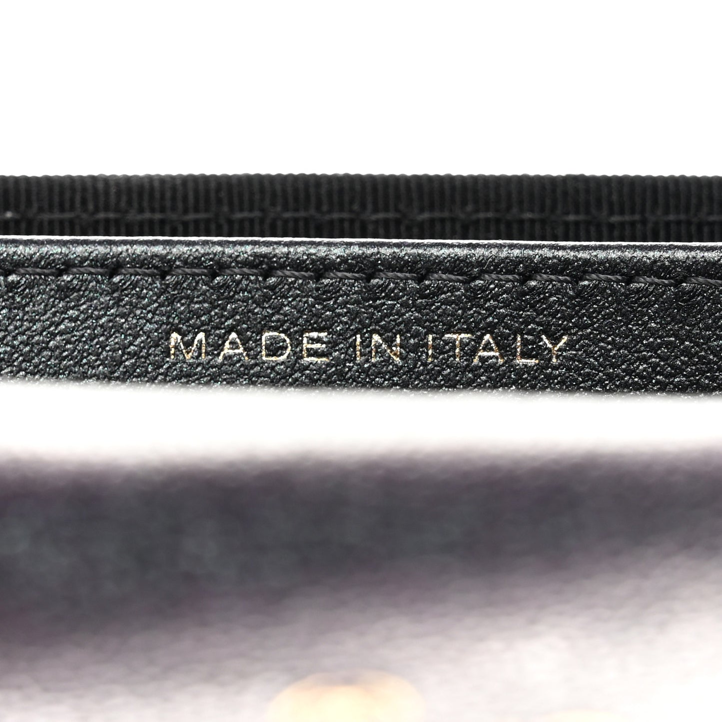 Iridescent Caviar Quilted Flap Card Holder Wallet Black