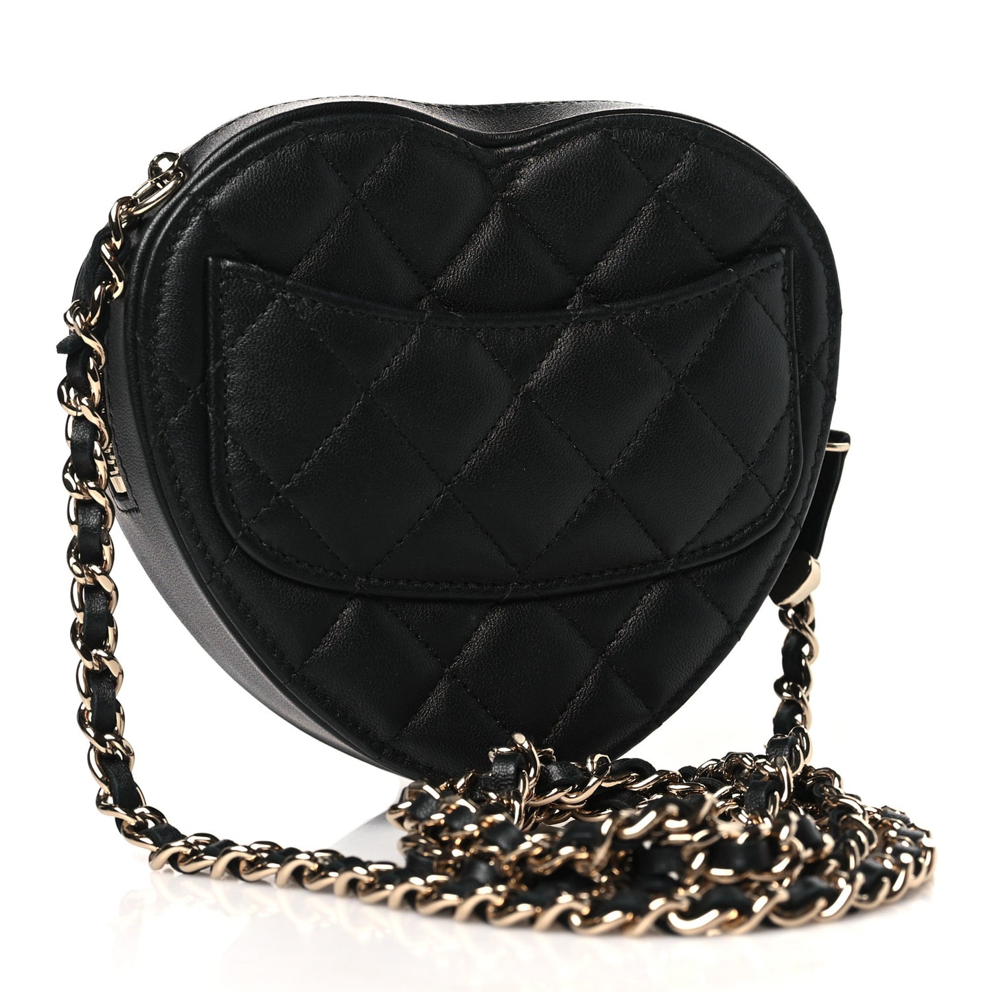 Lambskin Quilted CC In Love Heart Clutch With Chain Black