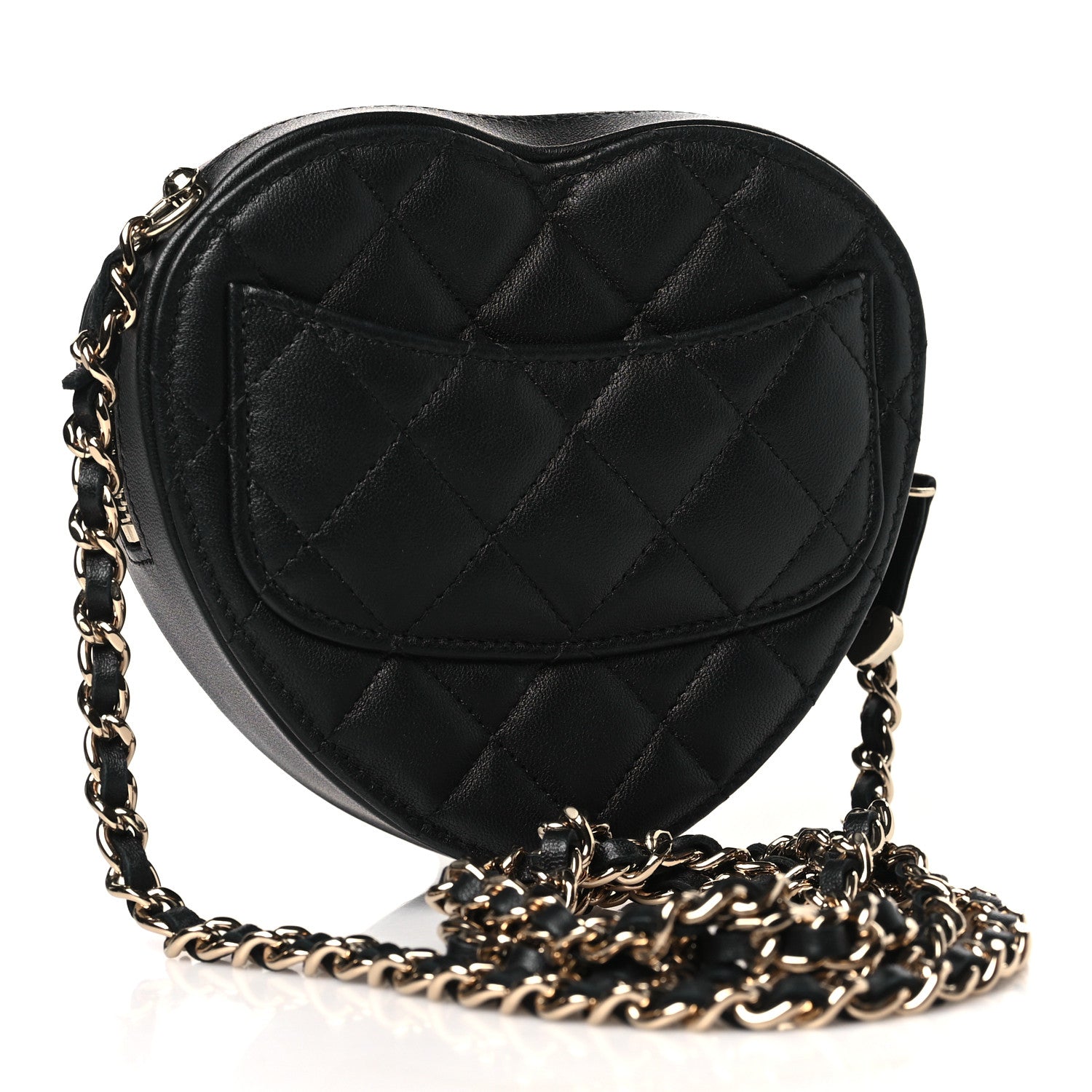 Chanel Lambskin Quilted CC In Love Heart Clutch With Chain Black 3 of 9