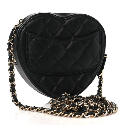 Chanel Lambskin Quilted CC In Love Heart Clutch With Chain Black 3 of 9