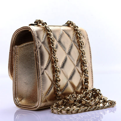 Chanel Metallic Lambskin Quilted Mini Trendy CC Clutch With Chain Gold 3 of 17