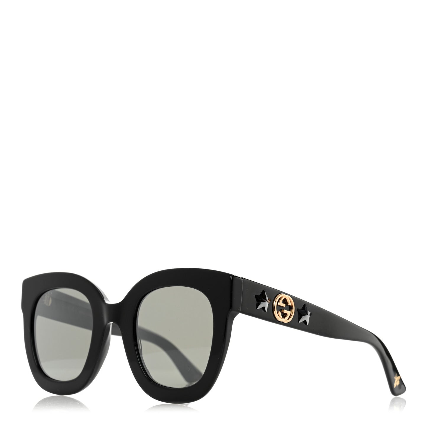 Acetate Crystal Star Round Frame Sunglasses GG0208S Black