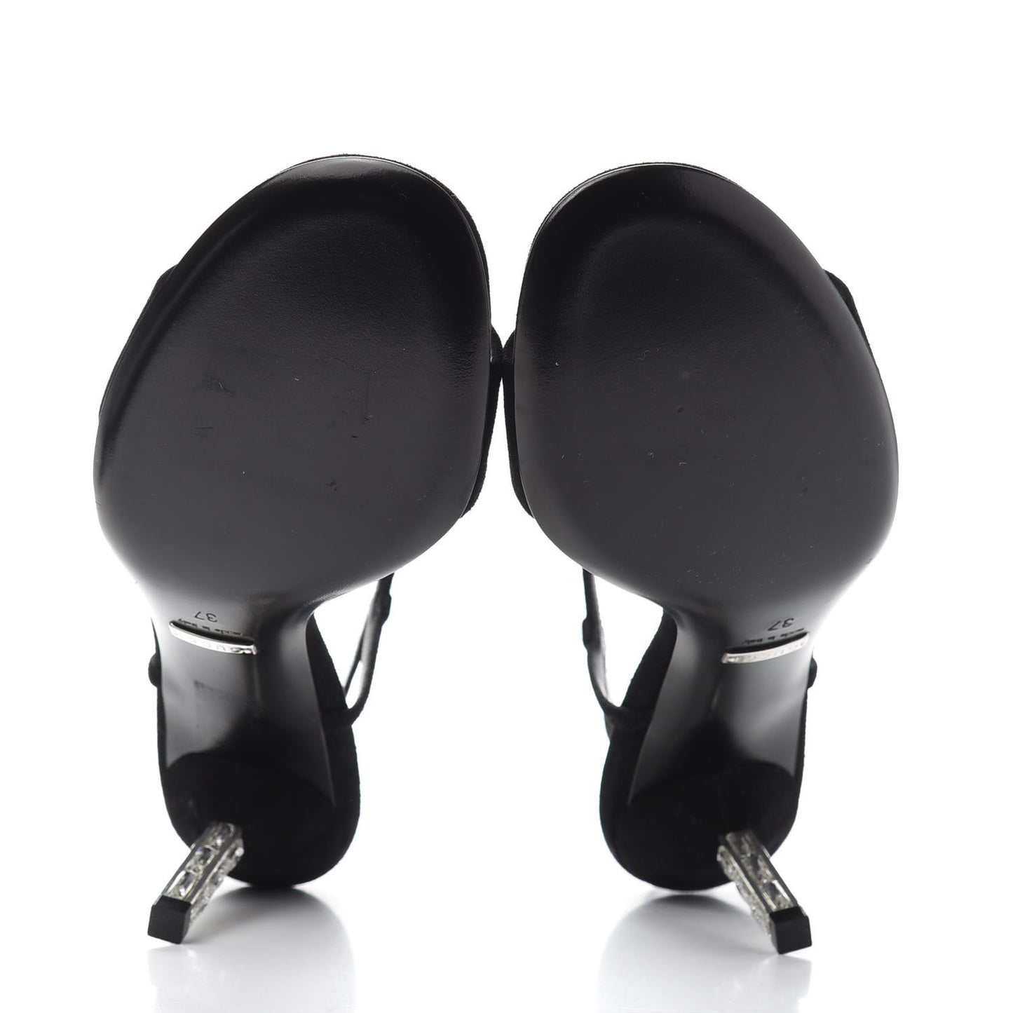Suede Adlena Crystal Heel Sandal 37 Black
