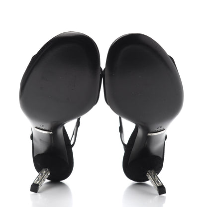 Gucci Suede Adlena Crystal Heel Sandal 37 Black 6 of 9