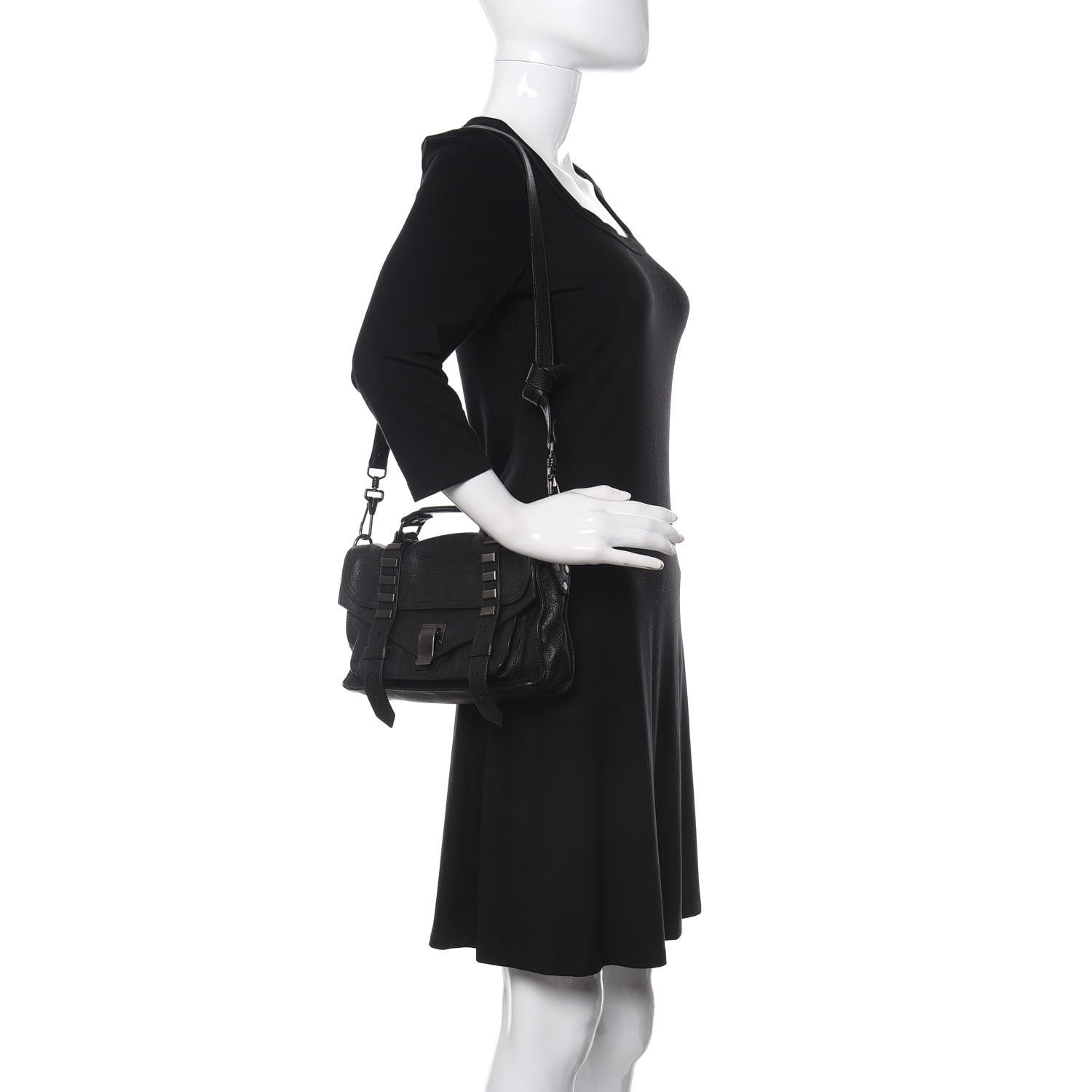 Proenza Schouler Lambskin Stud Tiny PS1 Satchel Black 2 of 11