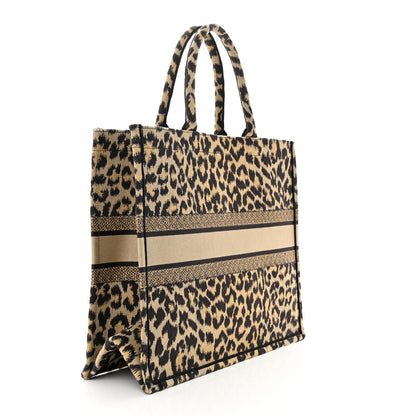 Christian Dior Canvas Mizza Embroidered Large Leopard Book Tote Beige 3 of 11