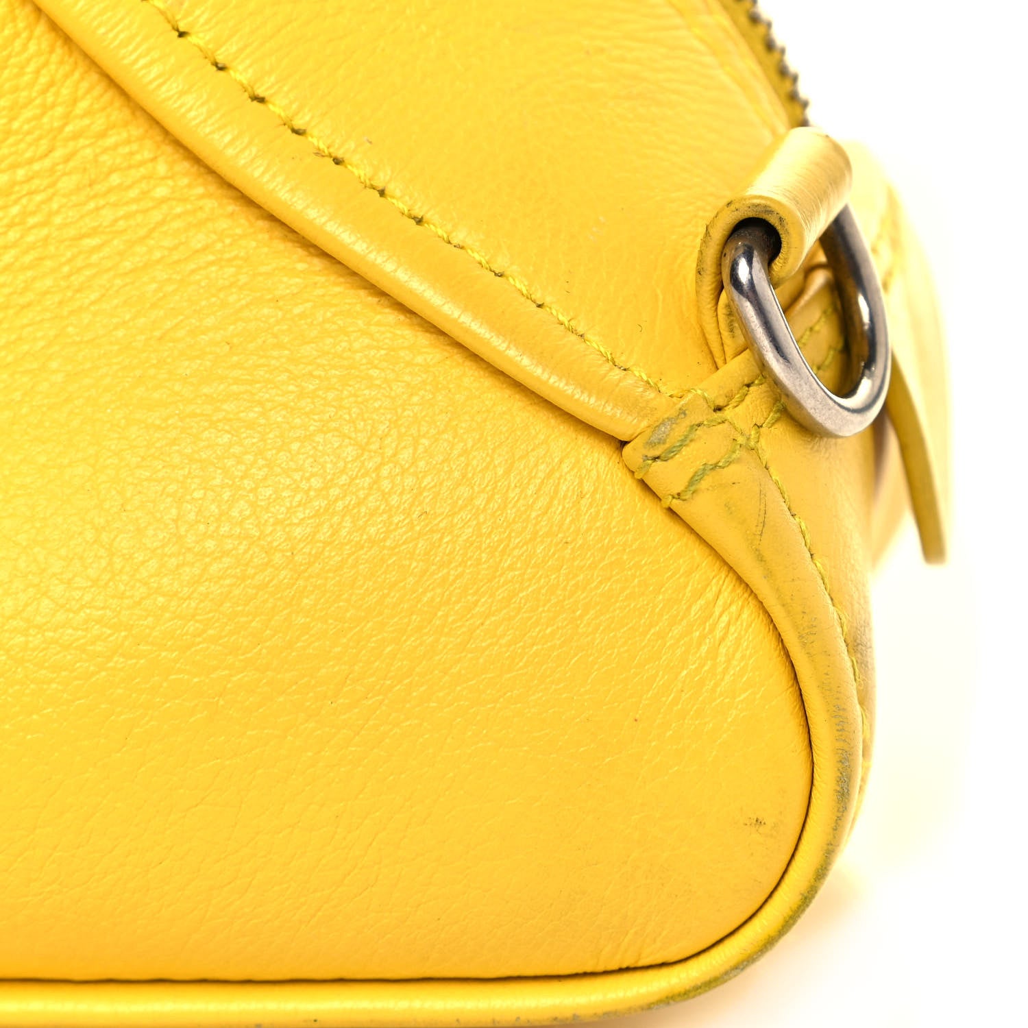 Balenciaga Shiny Day Calfskin Logo S Triangle Duffle Jaune Black 14 of 17