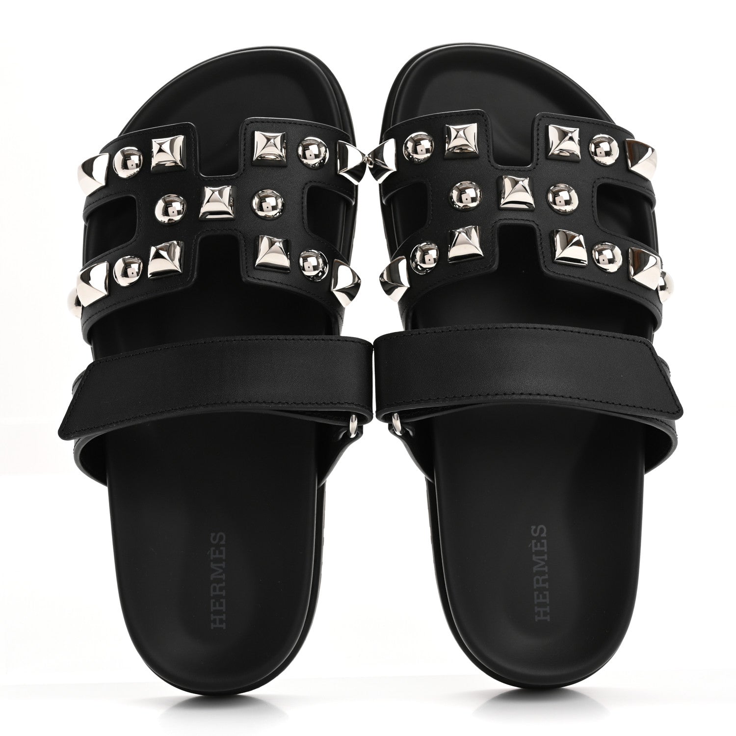 Hermes Calfskin Medor Studded Womens Chypre Sandals 36 Black 2 of 9
