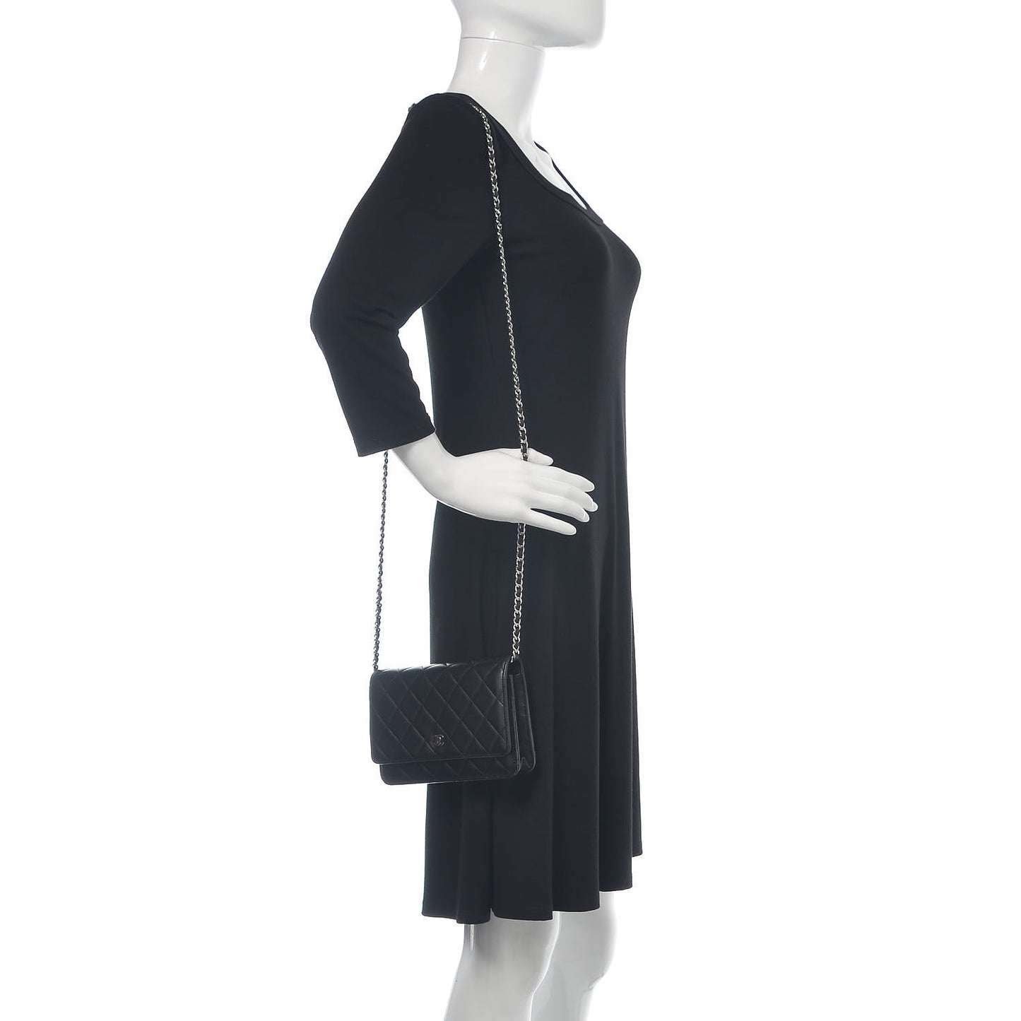 Lambskin Quilted Wallet On Chain WOC Black