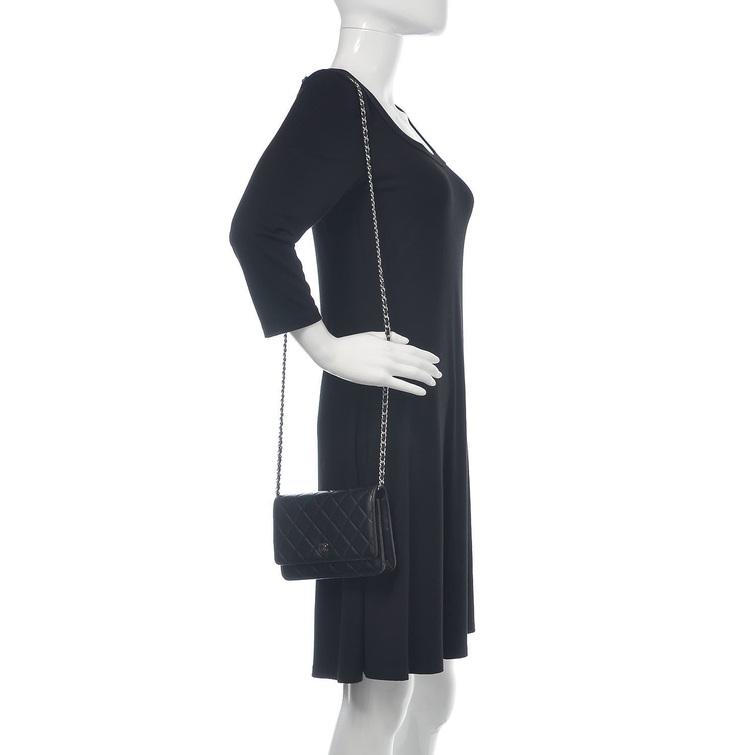 Chanel Lambskin Quilted Wallet On Chain WOC Black 2 of 10