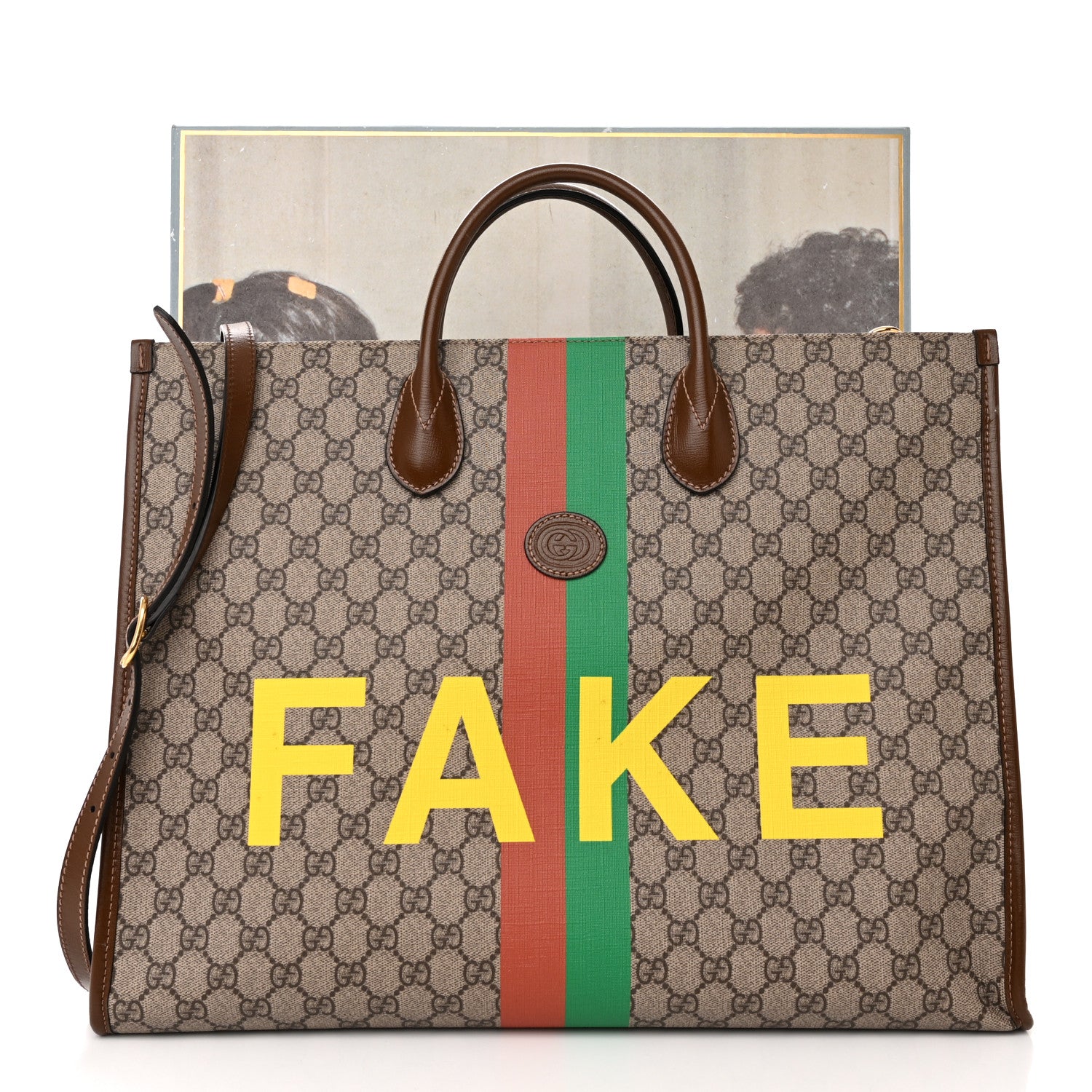 Gucci GG Supreme Monogram Fake/Not Large Retro Interlocking G Tote Bag Beige Brown Sugar 11 of 11