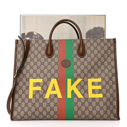 Gucci GG Supreme Monogram Fake/Not Large Retro Interlocking G Tote Bag Beige Brown Sugar 11 of 11