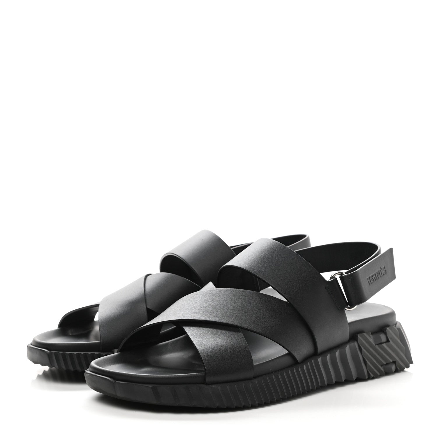 Hermes Calfskin Goatskin Mens Electric Sandals 41 Black 3 of 9