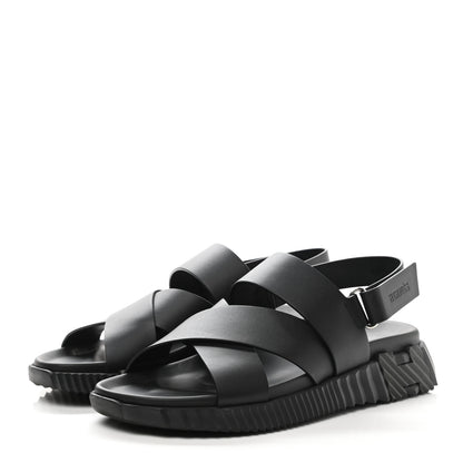 Hermes Calfskin Goatskin Mens Electric Sandals 41 Black 3 of 9