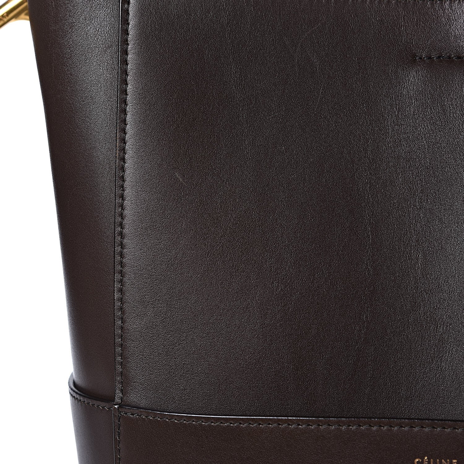 Celine Supersoft Calfskin Sangle Bucket Bag Wood 12 of 16