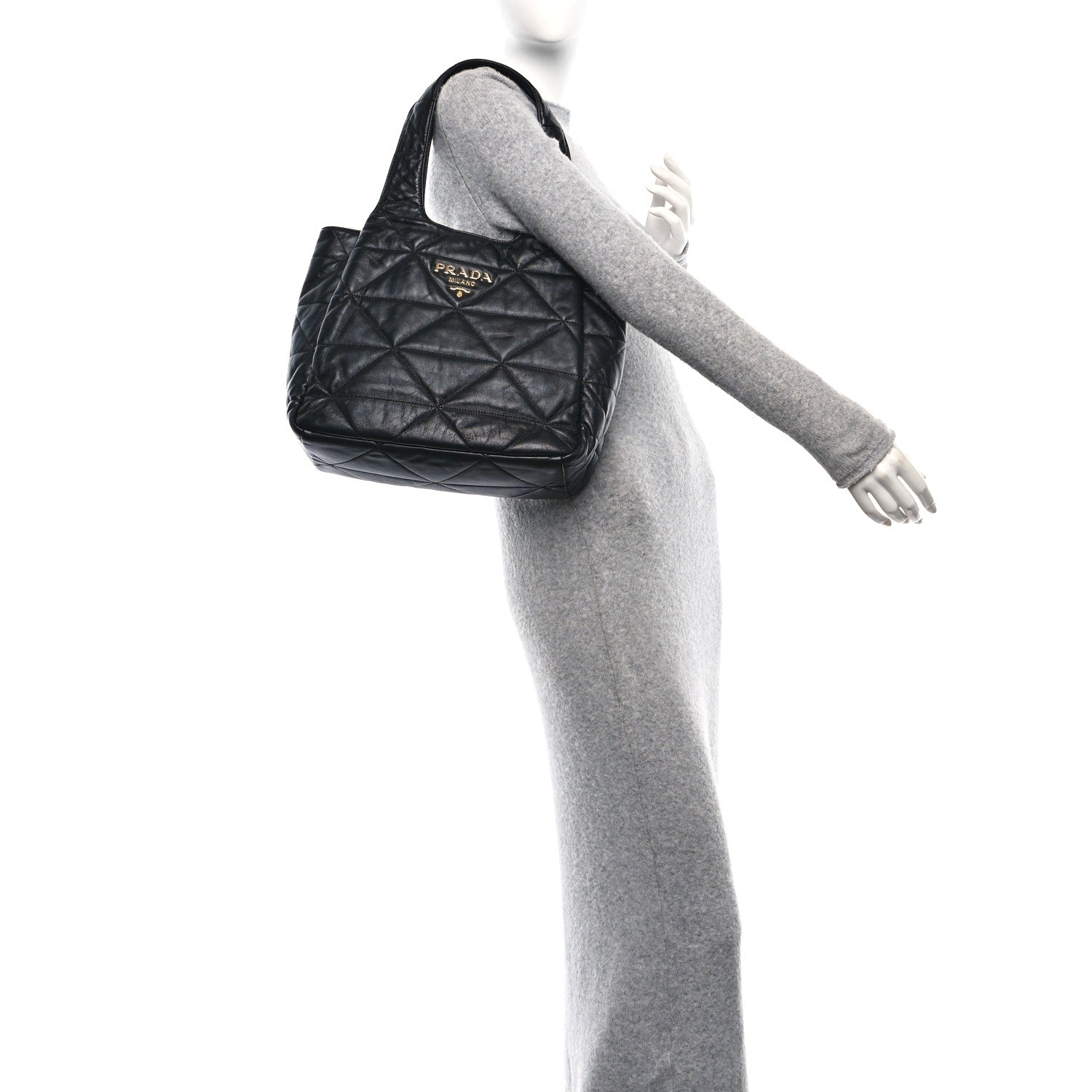 Prada Nappa Quilted Medium Dynamique Tote Black 2 of 9