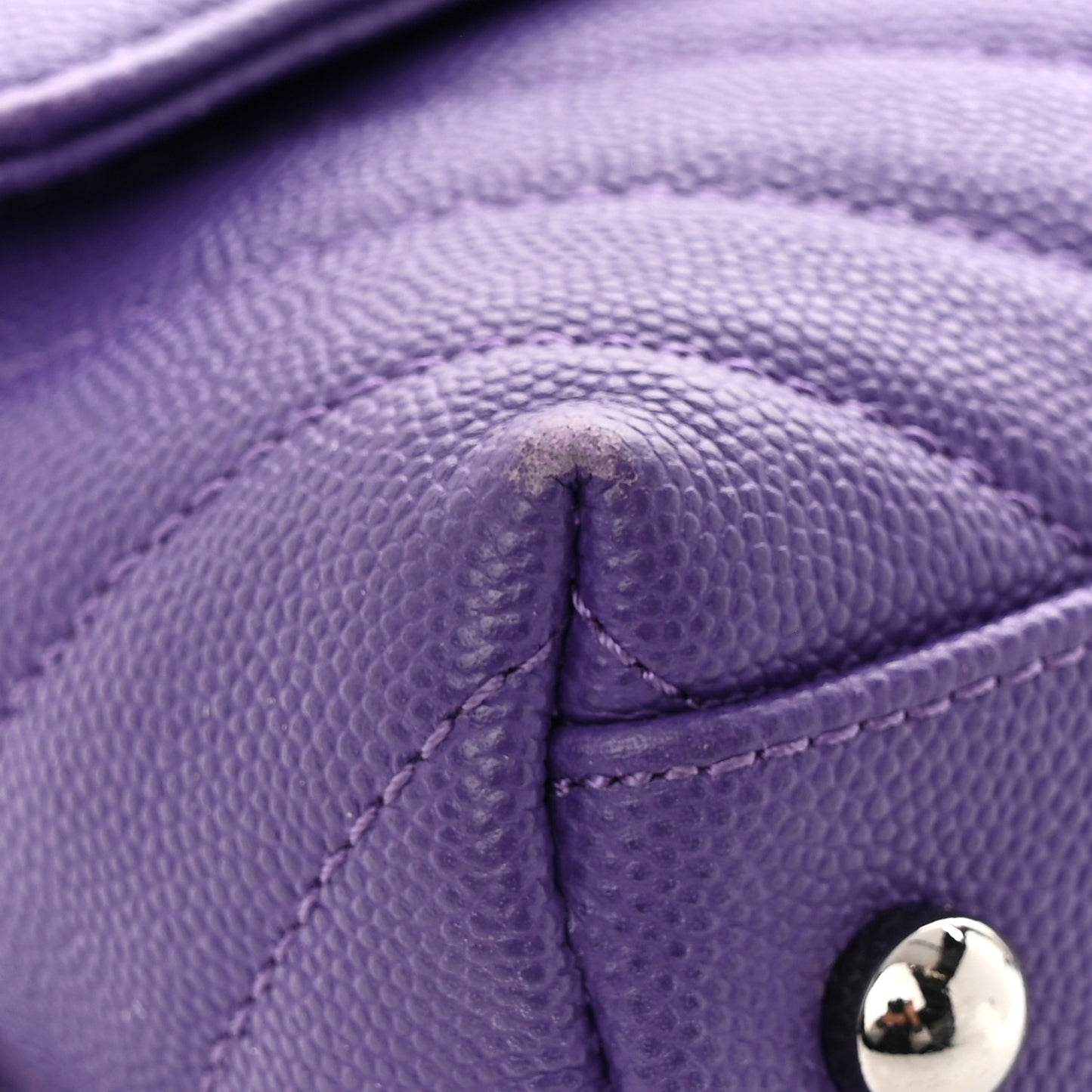 Caviar Chevron Quilted Mini Coco Handle Flap Purple