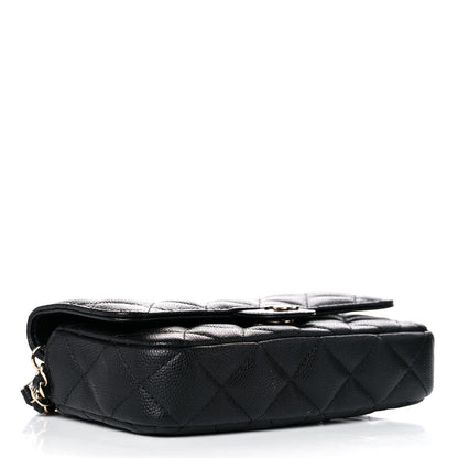 Chanel Caviar Quilted Flap Phone Holder With Chain Black 4 of 12