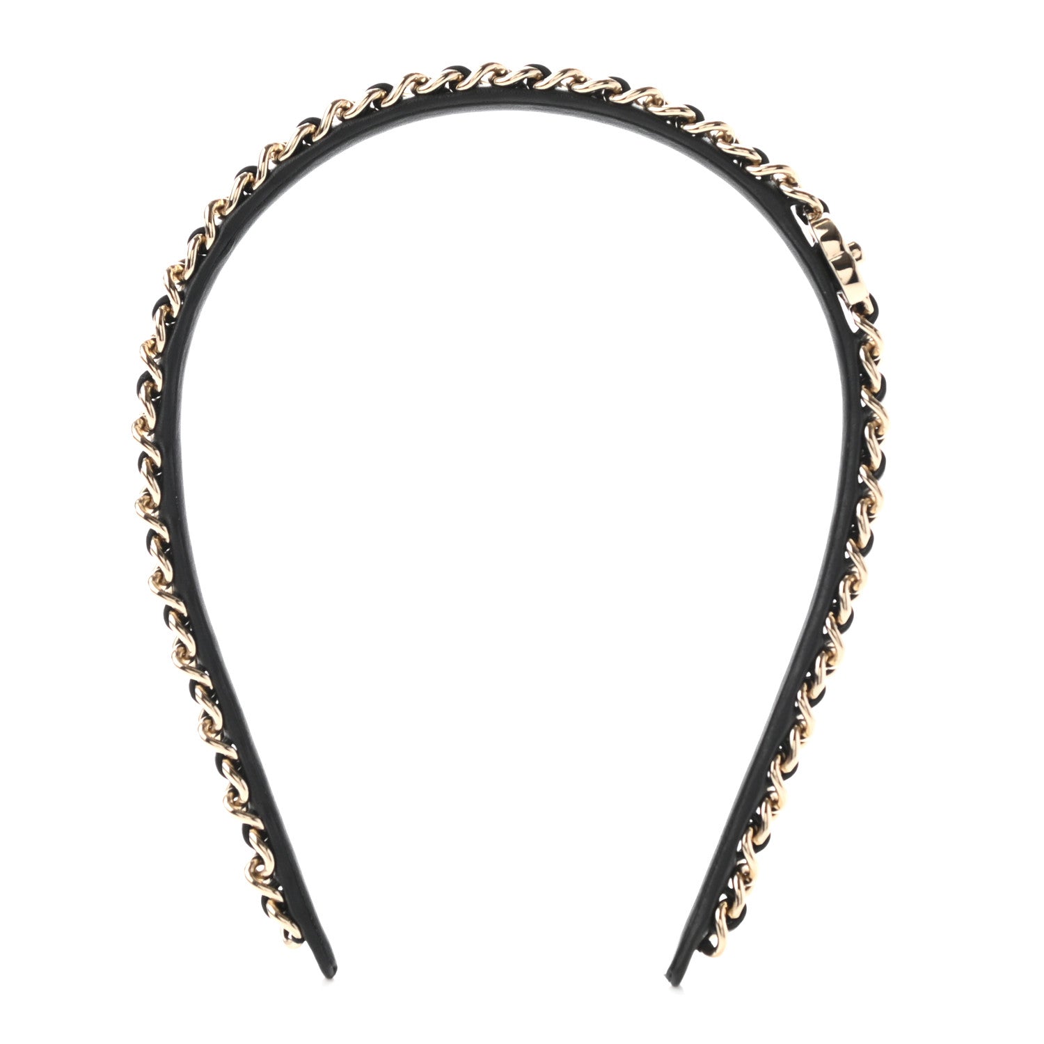 Chanel Metal Lambskin CC Turnlock Chain Headband Gold Black 1 of 5