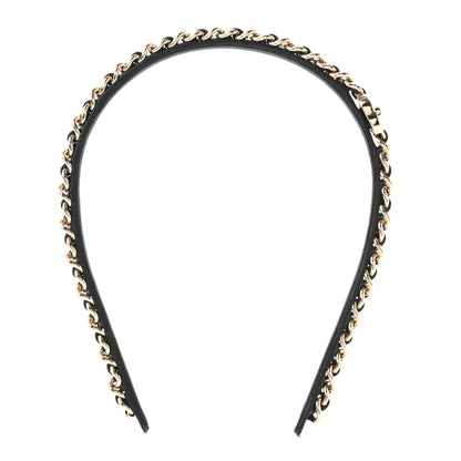 Chanel Metal Lambskin CC Turnlock Chain Headband Gold Black 1 of 5